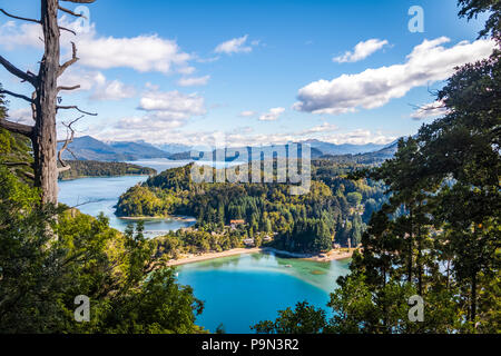 Bahia Mansa Aussichtspunkt an Arrayanes Nationalpark - Villa La Angostura, Patagonien, Argentinien Stockfoto