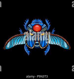 Ägyptische Skarabäus Symbol des Pharao, Götter, Ra, Sonne. Mythologie t-shirt design, Tattoos des alten Ägypten Stock Vektor