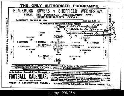 22 1890 FA-Cup offizielle Programm Stockfoto