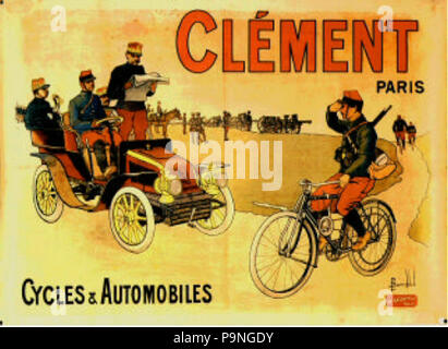 . Englisch: Abbild mit geringer Auflösung von 1903 Original Poster Werbung Clement Zyklen und Automobile. Die autorisierte Kopie des Bildes ist das Musée Automobile de Reims. ca. 1903 26 1903 Plakat werbung Clement Zyklen und Automobile statt. (Musée Automobile de Reims) Stockfoto