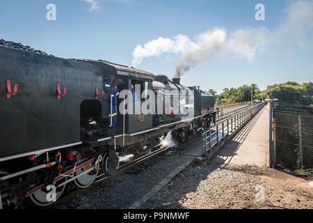 Eine Garratt Dampflokomotive der Victoria Falls Brücke. Simbabwe Stockfoto