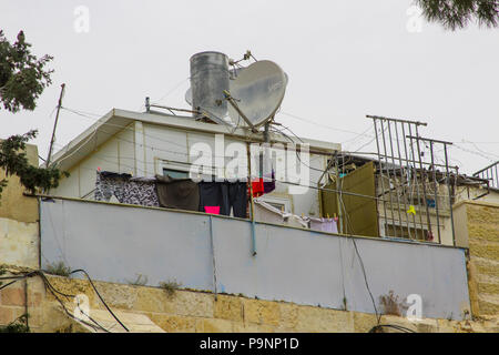 10. Mai 2018 Eine arabische Apartment in einer der Straßen, die zum Tempelberg Felsendom muslimischen Heiligtum in Jerusalem Israel Stockfoto