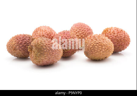 Litschi isoliert auf weißem Hintergrund reif Rosa frische Beeren Stockfoto