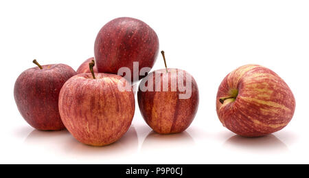 Ganze Gala Äpfel isoliert auf weißem Hintergrund Stockfoto