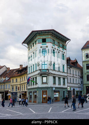 Jugendstil Hausfront in Ljubljana, Slowenien Stockfoto