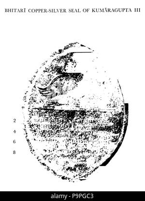 200 Bhitari Kupfer - Silber Dichtung der Kumaragupta III Stockfoto