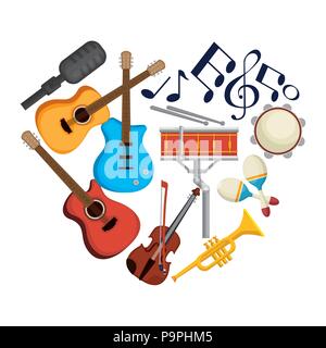 Stellen Sie Musikinstrumente Icons Vektor-Illustration-design Stock Vektor