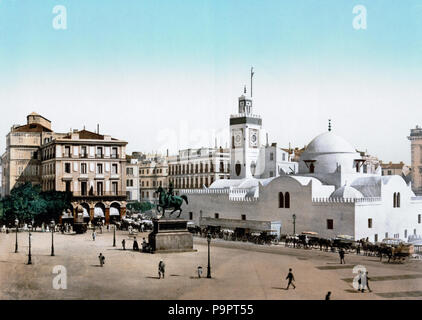 . Englisch: Regierung in Algier unter französischer Herrschaft (Algerien, 1899). Français: Place du Gouvernement à Alger Pendant l'ocupation Française (Algérie, 1899). Kamera Position 36° 47? 04.63? N, 3° 03? 45.32? E anzeigen Diese und andere in der Nähe Bilder auf: OpenStreetMap - Google Earth 36.784619, 3.062589. Zwischen 1890 und 1905 114 Alger Place du Gouvernement Stockfoto