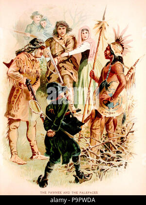 124 amerikanischen Pionier Leben pg 260 Pawnee und der Palefaces Stockfoto