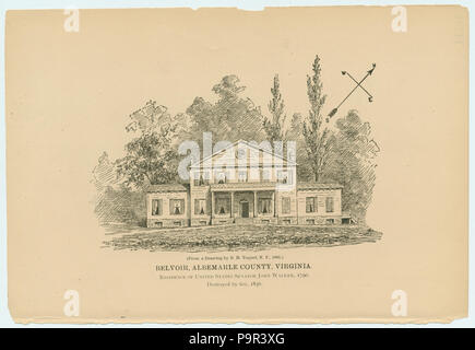 194 Belvoir, Albemarle County, Virginia. Residenz des United States Senator John Walker, 1790. Durch einen Brand zerstört, 1836 (NYPL Hades -256468-432021) Stockfoto