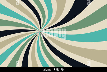 Starburst oder sunburst Hintergrund Muster mit einem Vintage Farbpalette von Blau Grün Braun und Schwarz in einer radialen gestreifte Spirale oder Wirbelte design Stockfoto