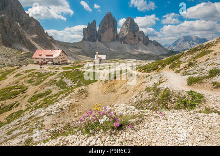 Herrlichen Blick auf die Drei Zinnen, Dolomiten, Europa Stockfoto