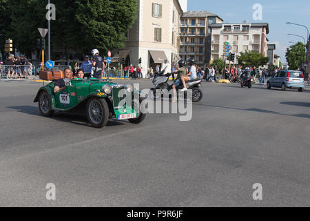 Brescia, Italien - 19. Mai 2018: MGPB 1935 ist ein alter Rennwagen Rallye Mille Miglia 2018, live Schuß an den berühmten italienischen historischen Rennen am 19. Mai 201 Stockfoto