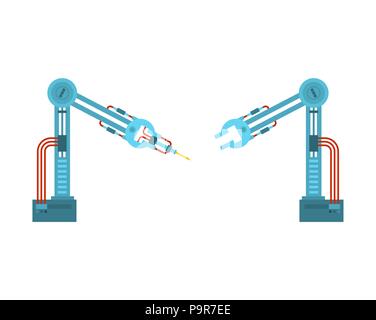 Industrial robot Manipulator isoliert. Mechanische Hand. industrielle Technologie. Vector Illustration. Stock Vektor