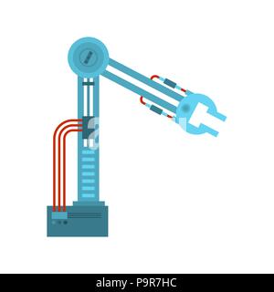 Industrial robot Manipulator isoliert. Mechanische Hand. industrielle Technologie. Vector Illustration. Stock Vektor