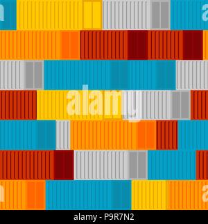 Frachtcontainer Muster Nahtlose. Transport von Waren Hintergrund. Vektor ornament Stock Vektor