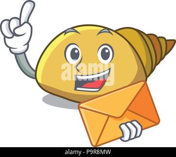 Mit Umschlag Muschel Muschel Charakter Cartoon Stock Vektor