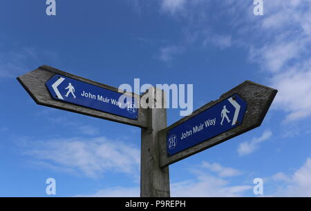 Sigpost auf John Muir, East Lothian Schottland Juli 2018 Stockfoto