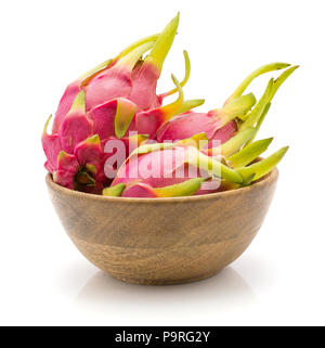 Dragon Obst (Pitaya, Pitahaya) in Houten auf weißem Hintergrund Stockfoto