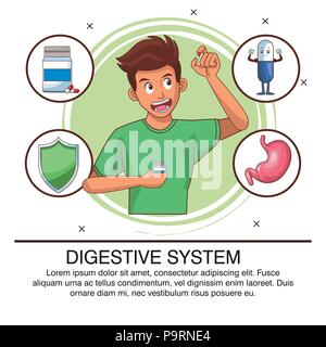 Verdauungssystem Plakat mit Informationen Vector Illustration graphic design Stock Vektor