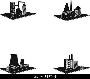 Schwarz, blast, Gebäude, Geschäft, Chemie, Sammlung, Unternehmen, komplexe, Anreicherung, Enterprise, Ausrüstung, Fabrik, Ofen, Icon, Illustration, Industrie, isoliert, kubisch, Logo, Manufaktur, Herstellung, Metallurgie, Anlagen, Räumlichkeiten, Produktion, Recycling, Behälter, Set, Shop, Zeichen, Struktur, Strukturen, Symbol, Turm, Trompete, Vector, Vektor, Vektoren, Stock Vektor