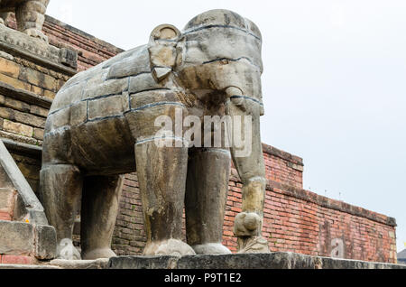 Stein Elefant Skulptur Detail in Bhaktapur, Nepal Stockfoto