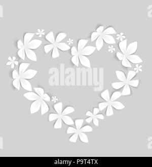 Herz mit weißen Blumen, Vector Illustration eingerichtet Stock Vektor