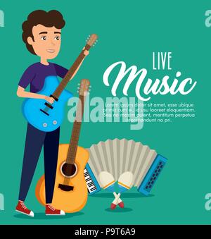 Musiker Mann in Konzert Vector Illustration Design Stock Vektor