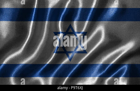 Israel Fahne - Fabric Flagge Israel Land-, Hintergrund- und Hintergrundbild von wehende Flagge von Textilien. Stockfoto