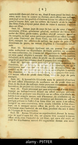 346 Verfassung de L'Etat du Missouri. 1820. S. 04. Übersetzt von F.M. Guyol, gedruckt von Joseph Charless Stockfoto