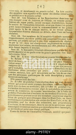 346 Verfassung de L'Etat du Missouri. 1820. S. 06. Übersetzt von F.M. Guyol, gedruckt von Joseph Charless Stockfoto