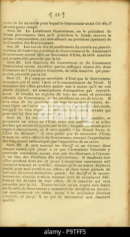 346 Verfassung de L'Etat du Missouri. 1820. S. 11. Übersetzt von F.M. Guyol, gedruckt von Joseph Charless Stockfoto