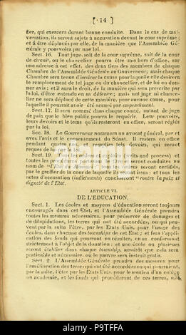 346 Verfassung de L'Etat du Missouri. 1820. S. 14. Übersetzt von F.M. Guyol, gedruckt von Joseph Charless Stockfoto