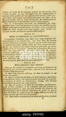 346 Verfassung de L'Etat du Missouri. 1820. S. 17. Übersetzt von F.M. Guyol, gedruckt von Joseph Charless Stockfoto