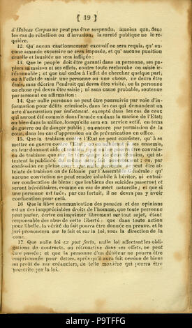 346 Verfassung de L'Etat du Missouri. 1820. S. 19. Übersetzt von F.M. Guyol, gedruckt von Joseph Charless Stockfoto