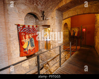 Ausstellungen im Jüdischen Museum in Girona, Catolonia, Spanien Stockfoto