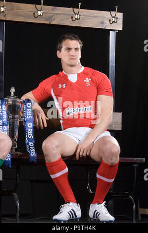 Sam Warburton (Wales) während den offiziellen Start des RBS Six Nations Rugby Turnier im Hurlingham Club in London im Jahr 2012. Stockfoto