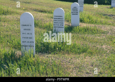 Gräber in der post Friedhof, Fort McKeen, umbenannt Fort Abraham Lincoln, Mandan, North Dakota, 1870. Foto Stockfoto