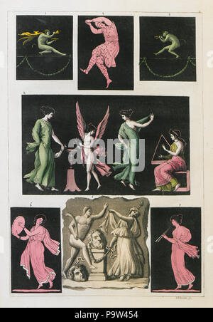 370 Tanzszenen aus dem antiken griechischen Vasen und Reliefs (2) - GIRONI Robustiano - 1820 Stockfoto