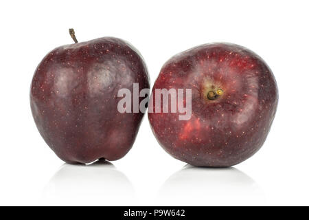 Zwei frische Äpfel Red Delicious isoliert auf weißem Hintergrund Stockfoto