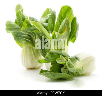 Bok Choy (Pak Choi) drei Kohl auf weißem Hintergrund frische Stockfoto