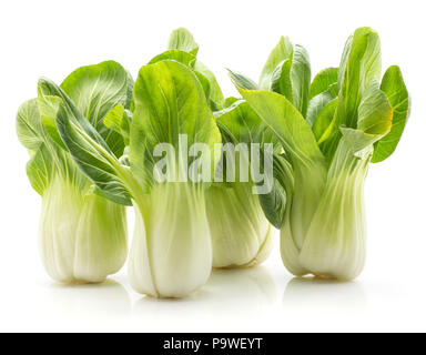 Bok Choy (Pak Choi) vier frischen Kohl auf weißem Hintergrund Stockfoto