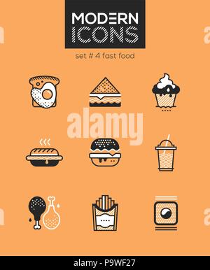 Fast food - Line Design style Icons Stock Vektor