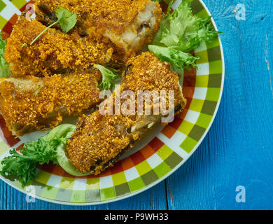 Mandeli Fisch Braten, Fisch gebraten in Goa Stil Stockfoto