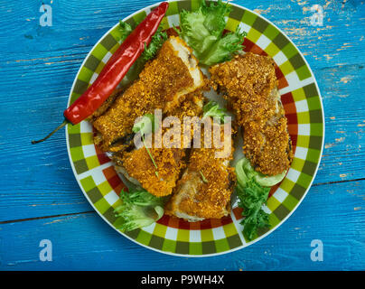 Mandeli Fisch Braten, Fisch gebraten in Goa Stil Stockfoto