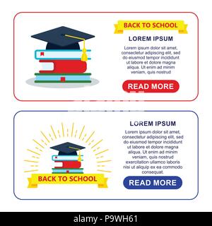 Zurück zwei horizontale Banner weiß zur Schule Stock Vektor
