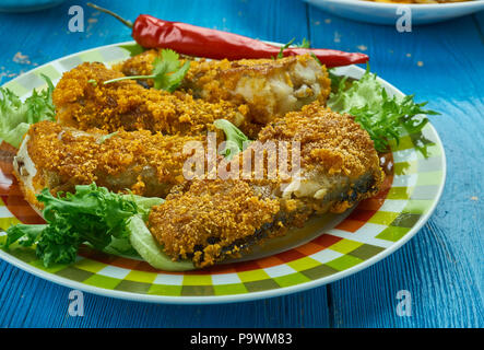 Mandeli Fisch Braten, Fisch gebraten in Goa Stil Stockfoto