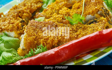 Mandeli Fisch Braten, Fisch gebraten in Goa Stil Stockfoto