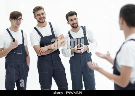 Fröhliches Team der Verantwortlichen Urheber und ihre lächelnden Führer. Stockfoto