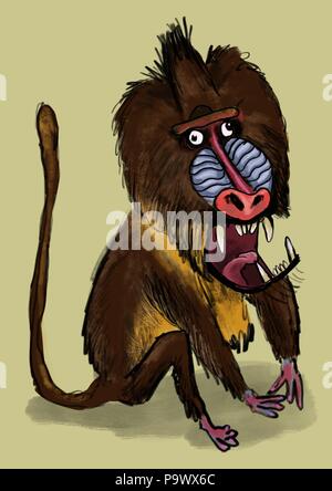 Crazy mandrill baboon Stockfoto